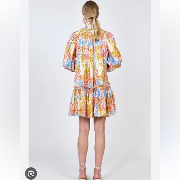 NWT Hunter Bell Blakely Dress Flower Patchwork Silk Medium - Picture 6 of 15